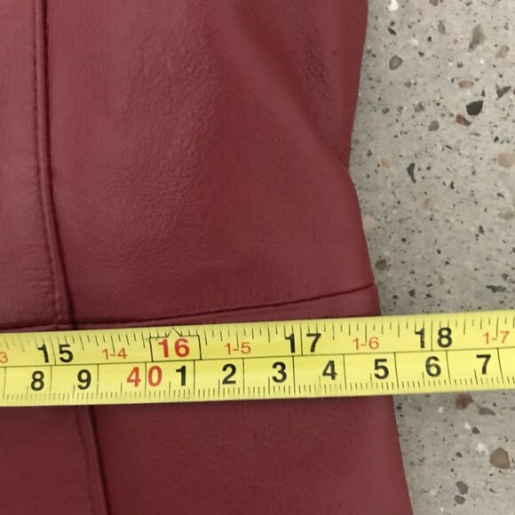 Vintage Womens Red Mid Length Leather Overcoat Size 8 NWOT - Picture 7 of 10